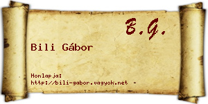 Bili Gábor névjegykártya